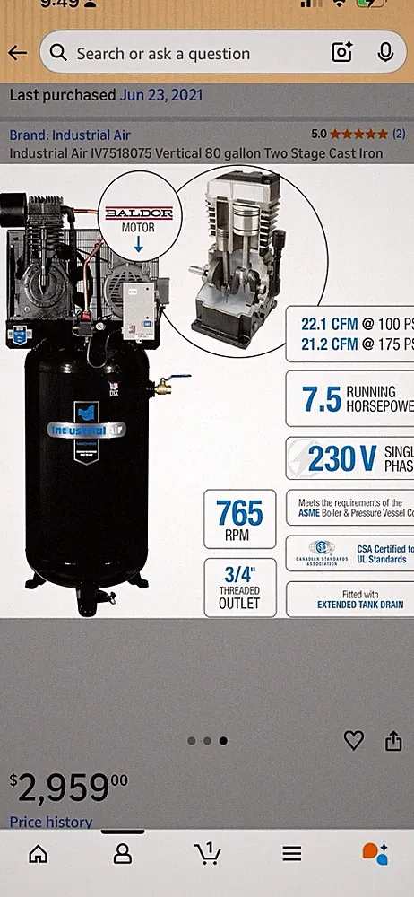 Brand new Industrial Air vertical air compressor