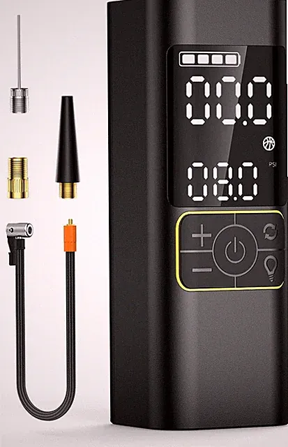 Compact Tire Inflator & Air Compressor with Pressure Gauge & Carry Bag