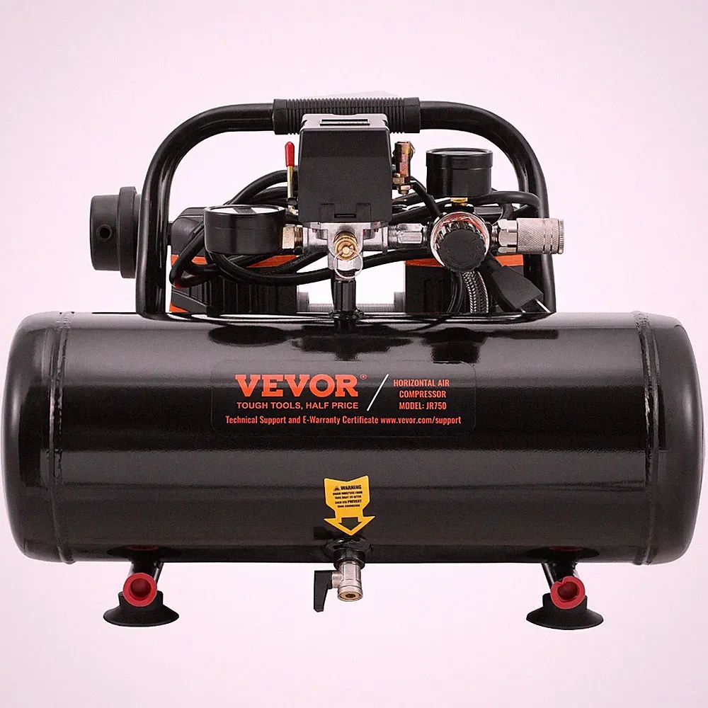 Horizontal 2gal 8bar Air Compressor 835W Oil-Free Lightweight Body